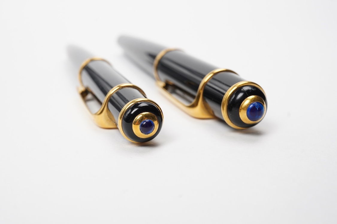 Cartier Diablo black fountain pen and matching ballpen